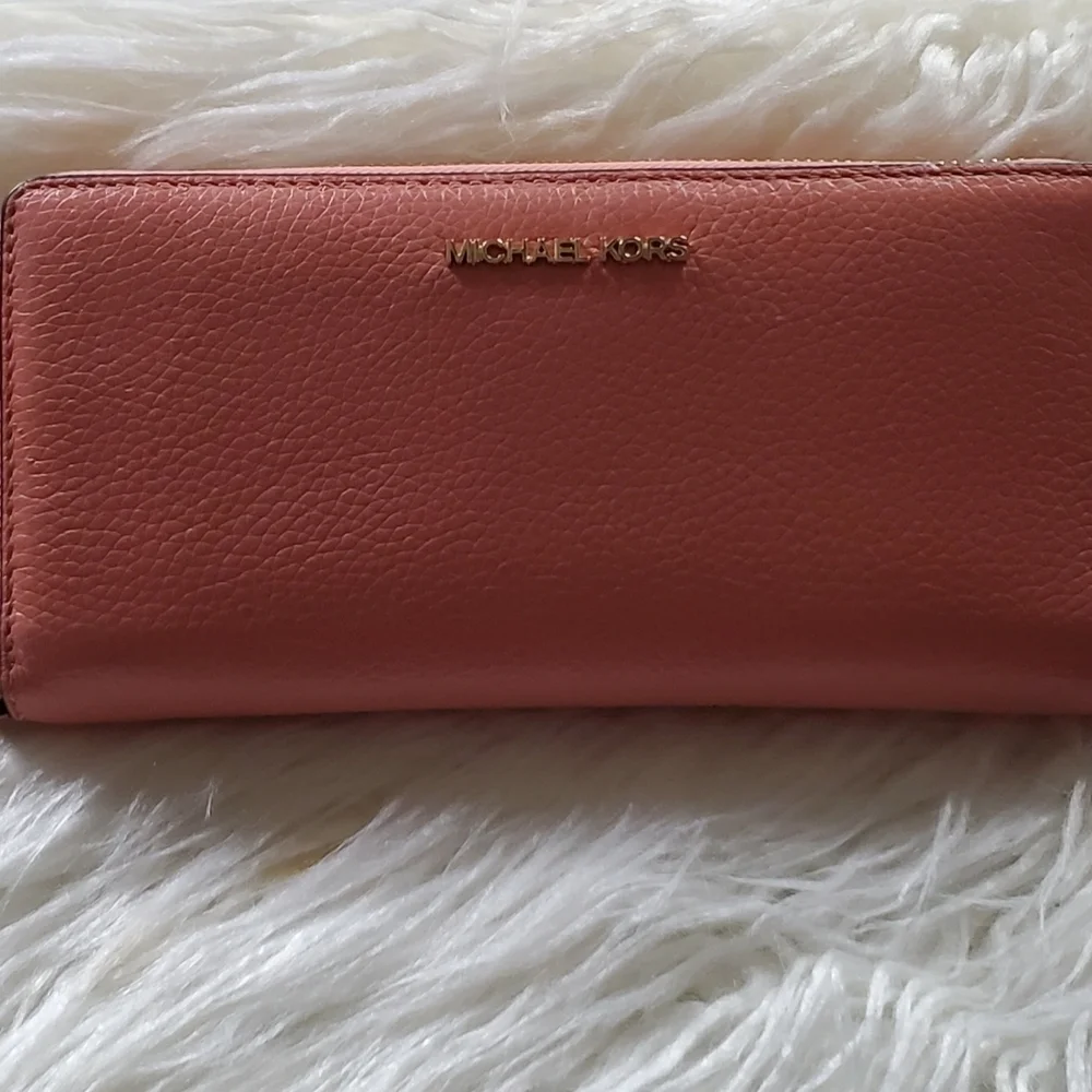 Michael Kors Coral Leather Wristlet